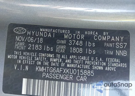 2019 Hyundai Veloster 2.0 Premium z USA, uszkodzony, nr VIN KMHTG6AFXKU015885